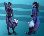  3d_(artwork) anthro balls blue_fur canid canine digital_media_(artwork) duoduoduo erection fox fur hair invalid_tag male mammal nude penis sculpt simple_background smile solo zannos zbrush 