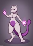  anthro arwokom energy female fist glowing hi_res legendary_pok&eacute;mon looking_at_viewer mewtwo nintendo orb pok&eacute;mon pok&eacute;mon_(species) powerful purple_body simple_background solo standing video_games 