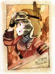  1girl :d aircraft airplane artist_name aviator_cap black_gloves black_hair blue_scarf dated eyebrows_visible_through_hair from_side gloves goggles goggles_on_headwear jacket kirie_(kouya_no_kotobuki_hikoutai) kouya_no_kotobuki_hikoutai looking_to_the_side open_mouth red_jacket scarf short_hair smile solo tsukasa-emon twitter_username upper_body 