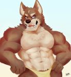  2019 abs absurd_res anthro biceps canid canine canis clothing fur hi_res k3mo_no lagoon_lounge male mammal muscular muscular_male pecs yuujirou 
