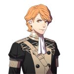  1boy epaulettes ferdinand_von_aegir fire_emblem fire_emblem:_fuukasetsugetsu kurahana_chinatsu looking_at_viewer male_focus official_art orange_eyes orange_hair solo transparent_background uniform upper_body 