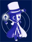 &diams; ambiguous_gender armless biped boots cape chibi clothing crescent_moon crumblingcookie disembodied_hand footwear hat headgear headwear hi_res humanoid jester magic_user moon simple_background solo suit_symbol top_hat unknown_species 