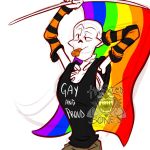  1:1 animated_skeleton anterior_nasal_aperture bone clothed clothing english_text flag humanoid lgbt_pride lizherubones male not_furry papyrus_(undertale) pride_colors rainbow_flag rainbow_flag_(pride) rainbow_symbol simple_background skeleton solo stated_homosexuality text undead undertale video_games whistle white_background 
