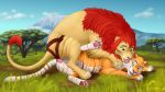  16:9 anus detailed_background felid feline female female/female feral lionet mammal vaginal 