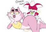  big_butt bodily_fluids butt chip_(sonic) cum dialogue domestic_cat eroborus felid feline felis genital_fluids hi_res male male/male mammal roz size_difference sonic_(series) tongue tongue_out 