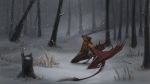  16:9 2019 ambiguous_gender brown_fur detailed detailed_background digital_media_(artwork) dragon dsw7 feral forest fur jewelry looking_away nature necklace outside snow snowing solo standing tree wings wyvern 