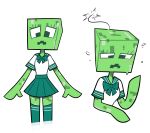  2019 alternate_species blush clothing creeper dress female green_skin hi_res humanoid humanoidized minecraft miscon not_furry open_mouth simple_background solo standing video_games white_background 