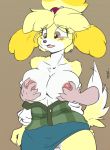  2019 alesarox animal_crossing anthro big_breasts breasts canid canine canis domestic_dog female female_focus hi_res huge_breasts isabelle_(animal_crossing) mammal nintendo nipples shih_tzu solo_focus toy_dog video_games 