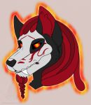  2019 animal_humanoid anthro beowolf_(rwby) black_hair canid canine digital_media_(artwork) fur grimm_(rwby) grumpy_griffin_creations_(artist) hair hi_res humanoid looking_at_viewer male mammal mammal_humanoid monster rwby simple_background 