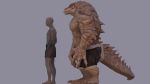  16:9 2019 3d_(artwork) anthro clothed clothing croc digital_media_(artwork) duo hi_res human korboryn male mammal model_sheet muscular muscular_male scalie side_view size_difference topless 