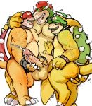 absurd_res anthro bodily_fluids bowser brother brothers clothing collar corruption cum facial_hair fingering fingerless_gloves french_kissing genital_fluids gloves handjob handwear hat headgear headwear hi_res humanoid_penis hyenaface kissing koopa leather luigi male male/male mario mario_bros musclegut muscular muscular_male mustache nintendo pecs penile penis post_transformation reptile saliva scalie sex shell sibling size_difference spiked_collar spiked_shell spikes tattoo tongue transformation video_games 