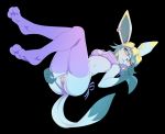  anthro black_background bodily_fluids bra breasts clothing clothing_aside drmax eeveelution eyewear female genital_fluids glaceon glasses legwear looking_at_viewer nintendo panties panties_aside pok&eacute;mon pok&eacute;mon_(species) pussy pussy_juice simple_background solo thigh_highs underwear underwear_aside video_games 