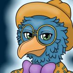  1:1 anthro avatar_(disambiguation) avian beak blue_feathers bow_tie clothing cutesy_chest deity egyptian_mythology eyewear feathers geek geek_beak glasses green_eyes hat headgear headwear male middle_eastern_mythology mythology smite solo thoth_(smite) wildwolfproduction 