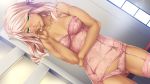  blush dark_skin dharker_studios game_cg green_eyes kopianget my_girlfriend panties pink_hair tagme_(character) underwear 
