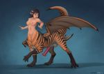  2019 animal_genitalia animal_penis balls bat_wings black_hair breasts dotoro_(artist) dragon dragon_taur equine_penis female gynomorph hair hi_res intersex membrane_(anatomy) membranous_wings navel nipples nude penis sheath taur wings 