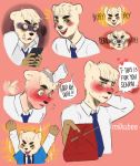  aggressive_retsuko anai_(aggretsuko) angry badger blush happy hi_res japanese_badger male mammal meles milkubee mustelid musteline sanrio solo tailwag 