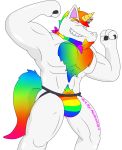  alpha_channel anthro body_hair bulge clothed clothing dave_(character) ear_piercing ear_ring equid facial_hair horn jockstrap male mammal muscular muscular_male notkastar piercing rainbow signature solo standing super_gay topless underwear unicorn 