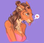  &lt;3 2019 abdios anthro blep breasts brown_eyes brown_hair brown_nose bust_portrait cleavage clothed clothing digital_media_(artwork) ear_piercing ear_ring eyelashes female fur hair inner_ear_fluff kangaroo long_hair macropod mammal marsupial multicolored_fur neck_tuft pictographics piercing pink_tongue portrait purple_background signature simple_background solo speech_bubble tongue tongue_out tuft two_tone_fur whiskers 