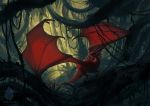  2019 absurd_res allagar ambiguous_gender detailed_background digital_media_(artwork) dragon feral hi_res horn membrane_(anatomy) membranous_wings red_scales scales solo standing wings wyvern 