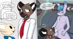  aggressive_retsuko anthro anthro_on_anthro asinus balls big_penis black_eyes black_nose blue_hair blue_text blush bodily_fluids brown_fur canid canine car collar comic cum cum_in_mouth cum_inside cum_on_balls cum_on_penis dialogue donkey english_text equid equine fellatio female fennec fenneko fox fur genital_fluids grey_balls grey_eyes grey_penis haida hair hi_res hyaenid interspecies kneeling looking_down looking_up male male/male mammal nervous no_pupils nude onomatopoeia open_mouth oral penile penis sanrio sex sitting sound_effects speech_bubble spiked_collar spiked_teeth spikes spotted_hyena starit tadano_(aggretsuko) tan_fur text vehicle white_fur 