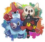  2016 ambiguous_gender group litten nintendo open_mouth pok&eacute;mon pok&eacute;mon_(species) popplio reis94618 rotom rotom_pok&eacute;dex rowlet smile video_games 