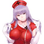  1girl breasts choker covered_nipples elbow_gloves gloves hat hell&#039;s_channel large_breasts long_hair looking_at_viewer nurse_cap rokudou_mei shu-mai simple_background smile solo very_long_hair virtual_youtuber white_background white_gloves 