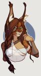  anthro clothed clothing felid feline female fur hair junebuq looking_at_viewer mammal simple_background smile solo 