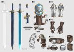  belt character_sheet ex_albio gloves grey_background kei-suwabe nijisanji no_humans official_art pouch shoulder_armor simple_background sword vambraces weapon 