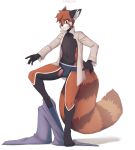  ailurid anthro bulge clothed clothing flaccid hi_res humanoid_penis male mammal open_shirt penis penis_through_leghole poking_out red_panda solo standing suelix undressing 