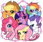  applejack_(mlp) bano_akira chibi fluttershy_(mlp) friendship_is_magic group my_little_pony one_eye_closed pinkie_pie_(mlp) rainbow_dash_(mlp) rarity_(mlp) twilight_sparkle_(mlp) wink 