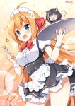  2girls :d alternate_costume animal_ear_fluff animal_ears apron bangs black_hair black_skirt blue_eyes blush bow breasts brown_background brown_hair cat_ears center_frills commentary_request contrapposto enmaided eyebrows_visible_through_hair fang fork frilled_apron frilled_skirt frills hair_between_eyes hair_bow hair_ribbon holding holding_fork holding_tray kyaru_(princess_connect) long_hair looking_at_viewer low_twintails maid mauve medium_breasts minigirl multicolored_hair multiple_girls o_o open_mouth pecorine princess_connect! princess_connect!_re:dive puffy_short_sleeves puffy_sleeves purple_bow red_ribbon ribbon round_teeth shirt short_sleeves skirt smile sparkle star starry_background streaked_hair teeth tray twintails twitter_username upper_teeth v-shaped_eyebrows very_long_hair waist_apron white_apron white_hair white_shirt wrist_cuffs 