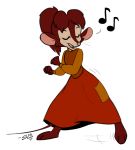  2017 an_american_tail anthro clothed clothing dancing digital_media_(artwork) don_bluth dress eyes_closed mammal mouse murid murine musical_note open_mouth ponytail rodent shroudedmouse simple_background singing tanya_mousekewitz white_background 