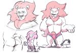  2017 absurd_res anthro anthrofied beverage black_nose bottomless bottomwear brown_mane bulge butt cartoon_network clothed clothing cup digital_media_(artwork) english_text eyes_closed felid front_view fur half-closed_eyes haps hi_res holding_object lion lion_(steven_universe) looking_away male mammal mane multiple_poses muscular muscular_male nipples pantherine pecs pink_mane pose pubes rear_view shirt shorts simple_background smile solo standing steven_universe tail_tuft text tongue tongue_out topless topwear tuft underwear white_background 