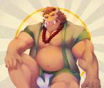  2019 anthro belly bozi chinese_new_year clothing fundoshi hi_res humanoid_hands japanese_clothing jewelry male mammal moobs navel necklace overweight overweight_male robe sitting solo suid suina sus_(pig) tusks underwear wild_boar year_of_the_pig 