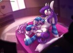  2019 absurd_res blush clothing cub cunnilingus cutie_mark darkhazard detailed_background digital_media_(artwork) duo equid eyeshadow female feral friendship_is_magic hi_res horn incest inside makeup mammal my_little_pony oral pillow rarity_(mlp) sex sibling sister sisters sweetie_belle_(mlp) tongue tongue_out unicorn vaginal young 