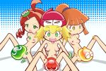  3girls amitie amitie_(puyopuyo) andou_ringo angry arle_nadja blonde_hair bracelet breasts expressions eyebrows eyebrows_visible_through_hair eyes_closed female female_focus female_only green_eyes group hair happy hat legs looking_down looking_pleasured navel nipples nude nude_female open_mouth orange_hair pussy puyo_(puyopuyo) puyo_puyo puyopuyo red_hair see-through sega sitting slime tongue torrentialkake vagina video_games worried yellow_eyes 