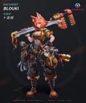  1girl :3 animal_ears bag baggy_pants boots breasts catxuan gloves hair_ornament hairclip highres hose original pants red_eyes red_hair screwdriver solo tool_belt tools wrench 