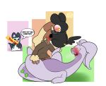  angry blush caught cheat clothing ditto emolga eyewear facial_hair goodra group group_sex hi_res hoodie lopunny mustache nintendo oral pok&eacute;mon pok&eacute;mon_(species) puffdraws sex spreading threesome toblerone topwear vaginal video_games 