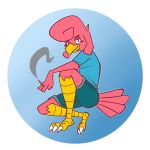  1:1 2019 3_toes aimbot-jones alpha_channel ambiguous_gender anthro avian beak bird bottomwear cigarette claws clothing eyelashes feathers hair half-closed_eyes hi_res holding_object llyod_(hurm) looking_at_viewer male pink_feathers pompadour shirt shorts sitting smoke solo toe_claws toes topwear 