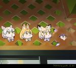 4girls animal_ear_fluff animal_ears blonde_hair bow bowtie cat_(kemono_friends) cat_ears closed_mouth commentary_request dated green_eyes kemono_friends light_brown_hair multicolored_hair multiple_girls photo-referenced roonhee sand_cat_(kemono_friends) serval_(kemono_friends) serval_ears short_hair tongue tongue_out two-tone_hair white_hair yellow_eyes 