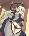  armor belly candle cape chandelier corrin davewaterfalls dress dress_lift exposed exposed_navel eyelashes female female_focus female_my_unit_(fire_emblem_if) fire_emblem fire_emblem_if hair indoors legwear lip_biting long_hair my_unit_(fire_emblem_if) navel_tattoo nervous nintendo panties red_eyes sweat tattoo white_hair 