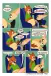  absurd_res anthro canid canine chair clothed clothing comic dialogue digital_media_(artwork) dipstick_ears dipstick_tail disney duo english_text finnick fox fur gerplexan hi_res male male_pregnancy mammal multicolored_ears multicolored_tail necktie nick_wilde orange_fur pregnant sirq smile surprise text zootopia 