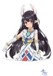  1girl absurdres animal_ears aotsuba117 black_hair blush closed_mouth fox_mask highres japanese_clothes kasane_(xenoblade) long_hair looking_at_viewer mask pointy_ears red_eyes simple_background smile solo white_background xenoblade_(series) xenoblade_2 