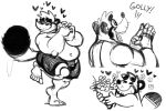  &lt;3 2019 anothermeekone anthro belly blush eyes_closed humanoid_hands male mammal navel overweight overweight_male procyonid raccoon solo text 