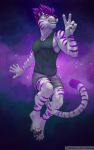  anthro conditional_dnp danza felid floating galaxy hi_res invalid_tag jumping male mammal pantherine patreon pinup pose solo space star tiger 