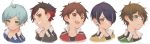  5boys :d ahoge bangs black_hair black_jacket black_shirt blonde_hair blue_jacket brown_eyes brown_hair closed_mouth collarbone ensemble_stars! green_eyes green_hair green_jacket grin hair_over_one_eye head_tilt highres jacket looking_at_viewer male_focus morisawa_chiaki multicolored_hair multiple_boys nagumo_tetora open_mouth parted_bangs parted_lips portrait red_hair red_jacket ryota_(ry_o_ta) ryuuseitai sengoku_shinobu shinkai_kanata shirt signature simple_background smile streaked_hair takamine_midori two-tone_hair v-shaped_eyebrows white_background wing_collar yellow_eyes yellow_jacket 