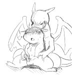  2013 black_and_white blush bodily_fluids charizard cum doneru duo genital_fluids handjob male monochrome nintendo open_mouth penile pok&eacute;mon pok&eacute;mon_(species) sex simple_background typhlosion video_games 