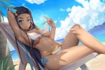  aqua_eyes beach bikini black_hair dark_skin muji_(majunduo) pokemon rurina_(pokemon) swimsuit 