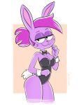  2019 4_fingers abstract_background anthro armwear big_butt biped black_eyes breasts bunny_costume bunny_enid butt cartoon_network clothed clothing costume cubedcoconut digital_media_(artwork) enid female fingers fluffy fluffy_tail fur hair half-closed_eyes lagomorph leporid long_ears mammal ok_k.o.!_let&#039;s_be_heroes open_mouth pink_nose portrait purple_fur purple_hair rabbit raised_arm seductive signature smile solo standing thick_thighs three-quarter_portrait tight_clothing voluptuous were white_tail wide_hips 