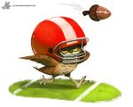  2019 acorn ambiguous_gender american_football avian bird cryptid-creations feathered_wings feathers feral field nut owl simple_background solo sport white_background wings 